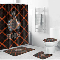 Tu Meke Maori New Zealand Slang Bathroom Set with Glow Neon Step Style TS04 Bathroom Set (4 pcs) Black Orange - Polynesian Pride