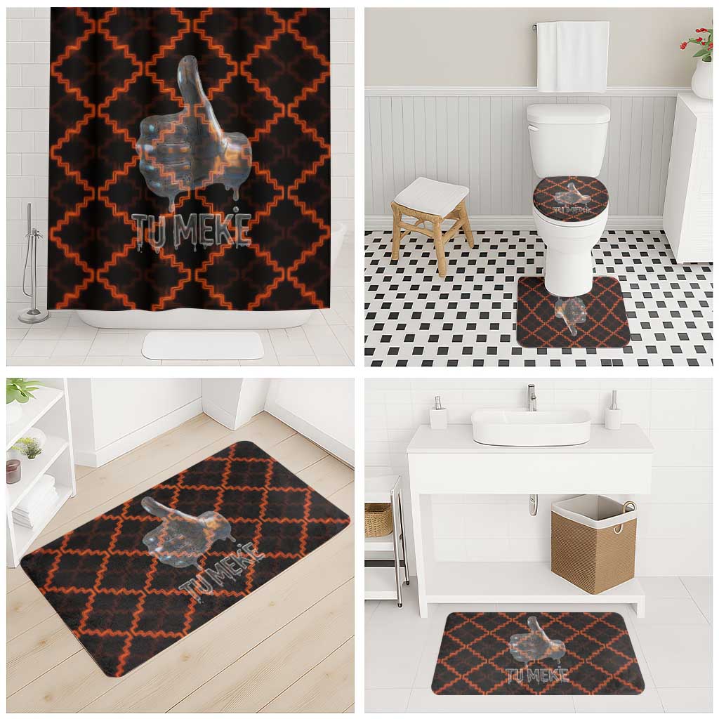 Tu Meke Maori New Zealand Slang Bathroom Set with Glow Neon Step Style TS04 - Polynesian Pride