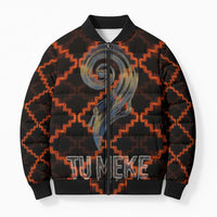 Tu Meke Maori New Zealand Slang Bomber Puffer Jacket with Glow Neon Step Style TS04 Unisex Black Orange - Polynesian Pride