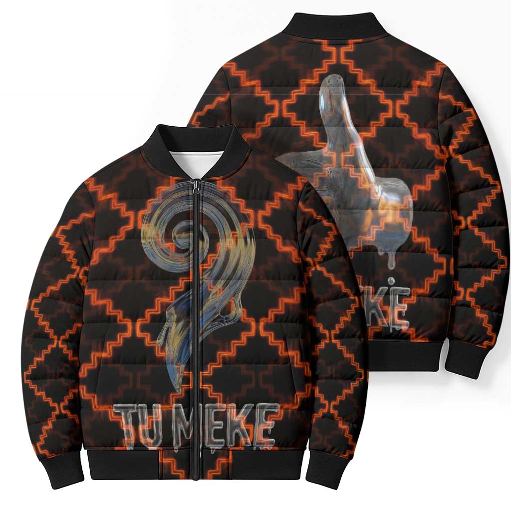 Tu Meke Maori New Zealand Slang Bomber Puffer Jacket with Glow Neon Step Style TS04 - Polynesian Pride