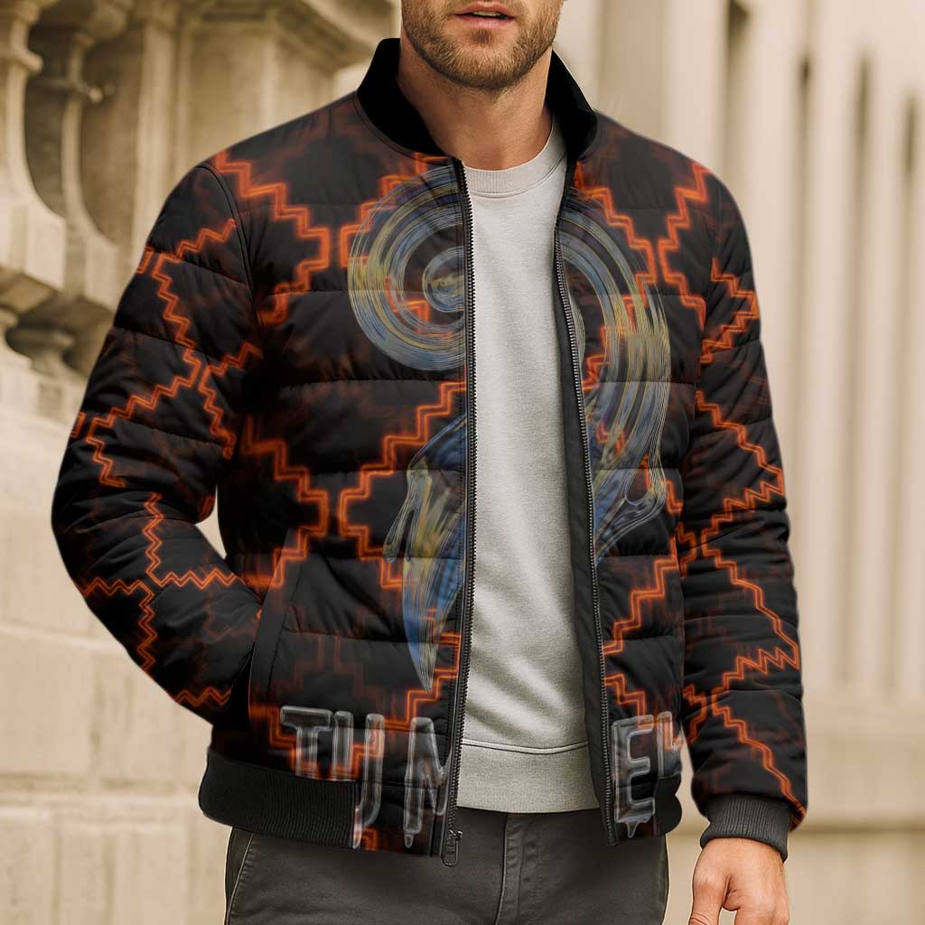 Tu Meke Maori New Zealand Slang Bomber Puffer Jacket with Glow Neon Step Style TS04 - Polynesian Pride