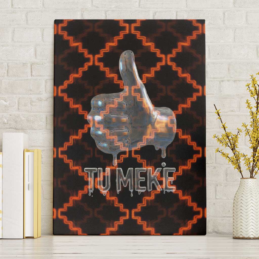 Tu Meke Maori New Zealand Slang Canvas Wall Art with Glow Neon Step Style TS04 Without Frame Black Orange - Polynesian Pride