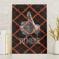 Tu Meke Maori New Zealand Slang Canvas Wall Art with Glow Neon Step Style TS04 Without Frame Black Orange - Polynesian Pride