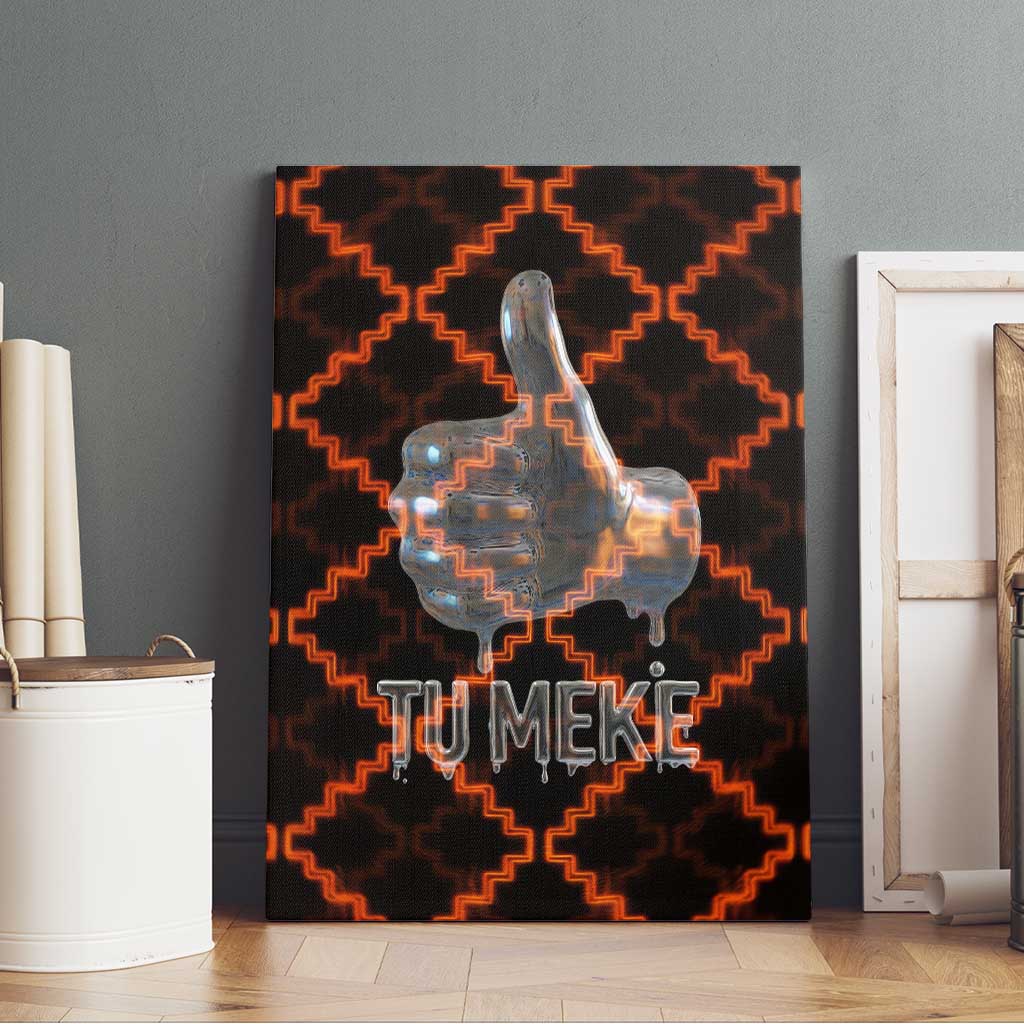 Tu Meke Maori New Zealand Slang Canvas Wall Art with Glow Neon Step Style TS04 - Polynesian Pride