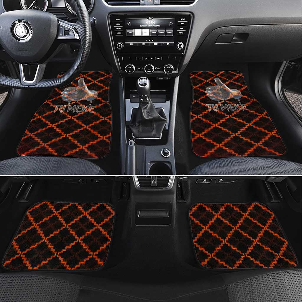 Tu Meke Maori New Zealand Slang Car Mats with Glow Neon Step Style TS04 Set 4pcs Black Orange - Polynesian Pride