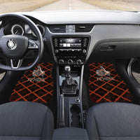 Tu Meke Maori New Zealand Slang Car Mats with Glow Neon Step Style TS04 Set 2pcs - Front Black Orange - Polynesian Pride