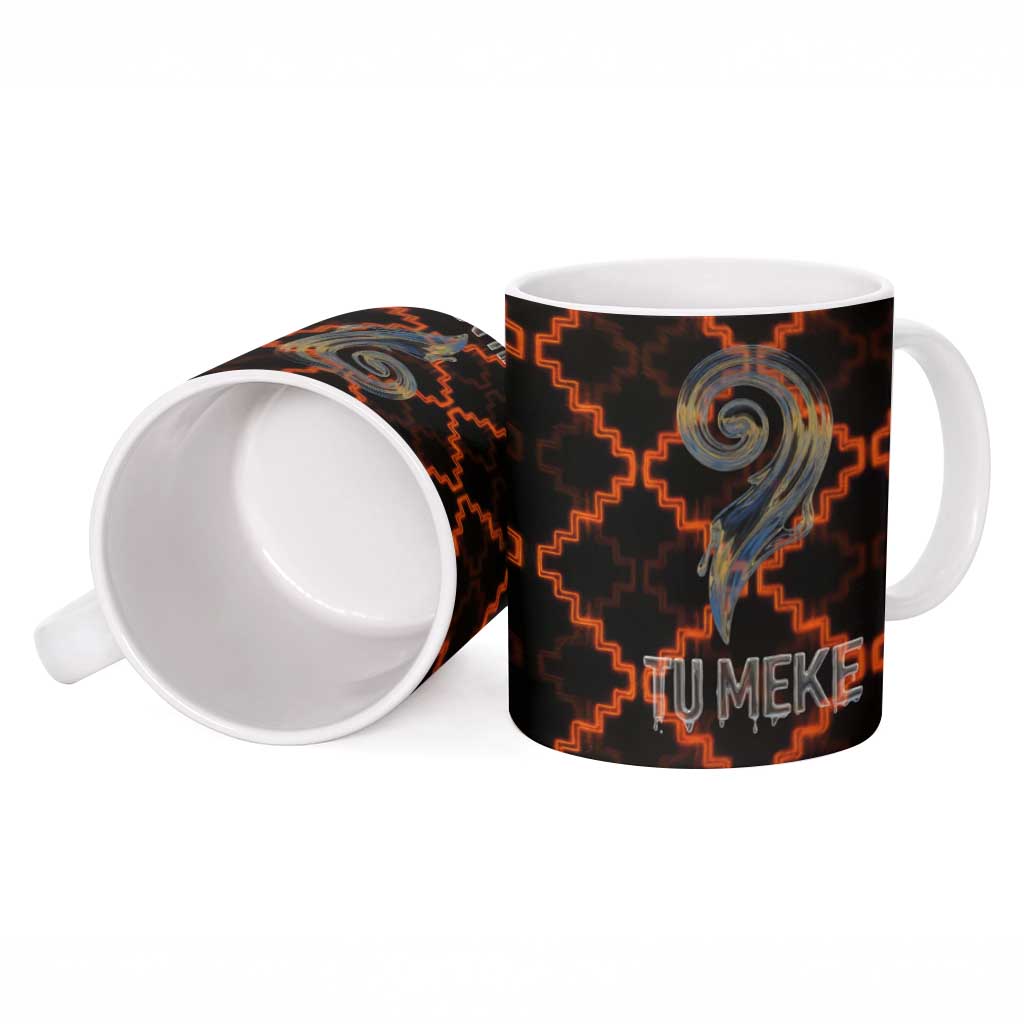 Tu Meke Maori New Zealand Slang Ceramic Mug with Glow Neon Step Style TS04 - Polynesian Pride