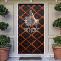 Tu Meke Maori New Zealand Slang Door Cover with Glow Neon Step Style TS04 Black Orange - Polynesian Pride
