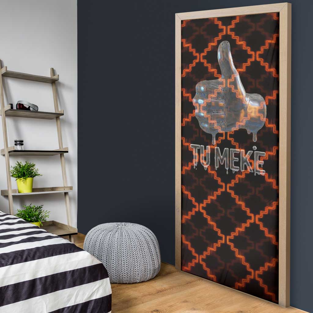 Tu Meke Maori New Zealand Slang Door Cover with Glow Neon Step Style TS04 - Polynesian Pride