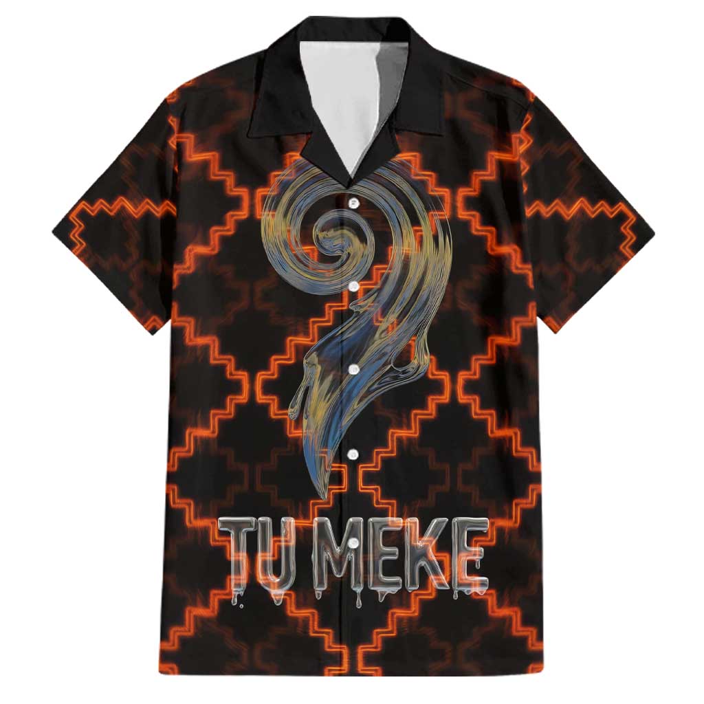 Tu Meke Maori New Zealand Slang Family Matching Long Sleeve Bodycon Dress and Hawaiian Shirt with Glow Neon Step Style