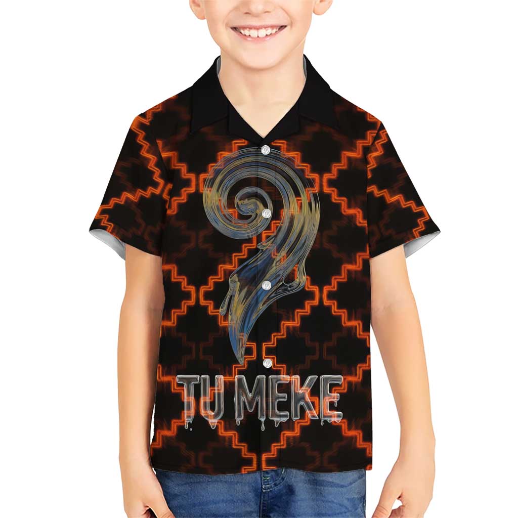 Tu Meke Maori New Zealand Slang Family Matching Mermaid Dress and Hawaiian Shirt with Glow Neon Step Style