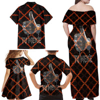 Tu Meke Maori New Zealand Slang Family Matching Off Shoulder Maxi Dress and Hawaiian Shirt with Glow Neon Step Style