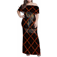 Tu Meke Maori New Zealand Slang Family Matching Off Shoulder Maxi Dress and Hawaiian Shirt with Glow Neon Step Style