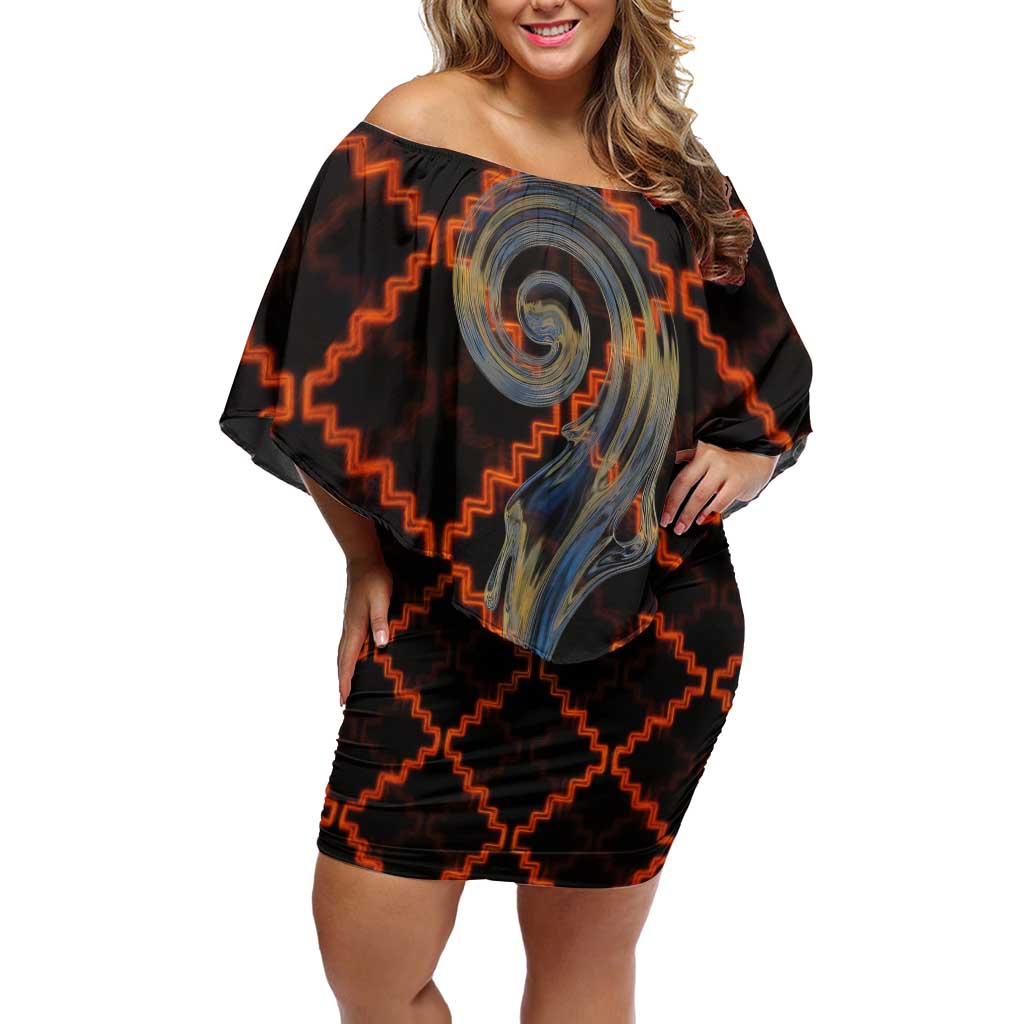 Tu Meke Maori New Zealand Slang Family Matching Off Shoulder Short Dress and Hawaiian Shirt with Glow Neon Step Style