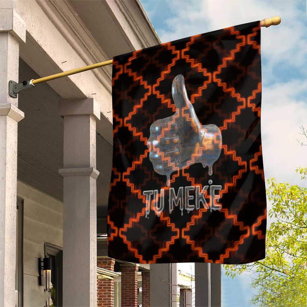 Tu Meke Maori New Zealand Slang Garden Flag with Glow Neon Step Style TS04 House Flag Black Orange - Polynesian Pride