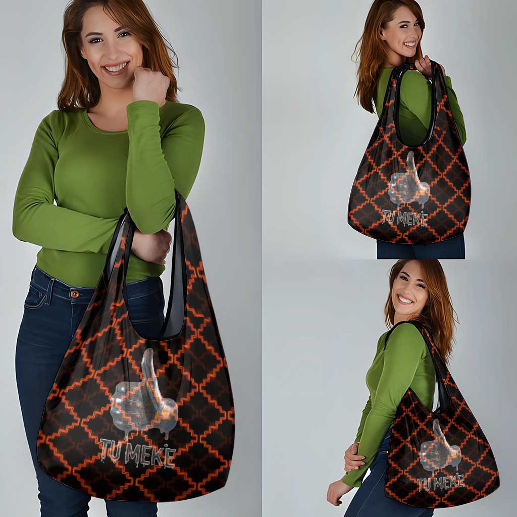 Tu Meke Maori New Zealand Slang Grocery Bag with Glow Neon Step Style TS04 - Polynesian Pride