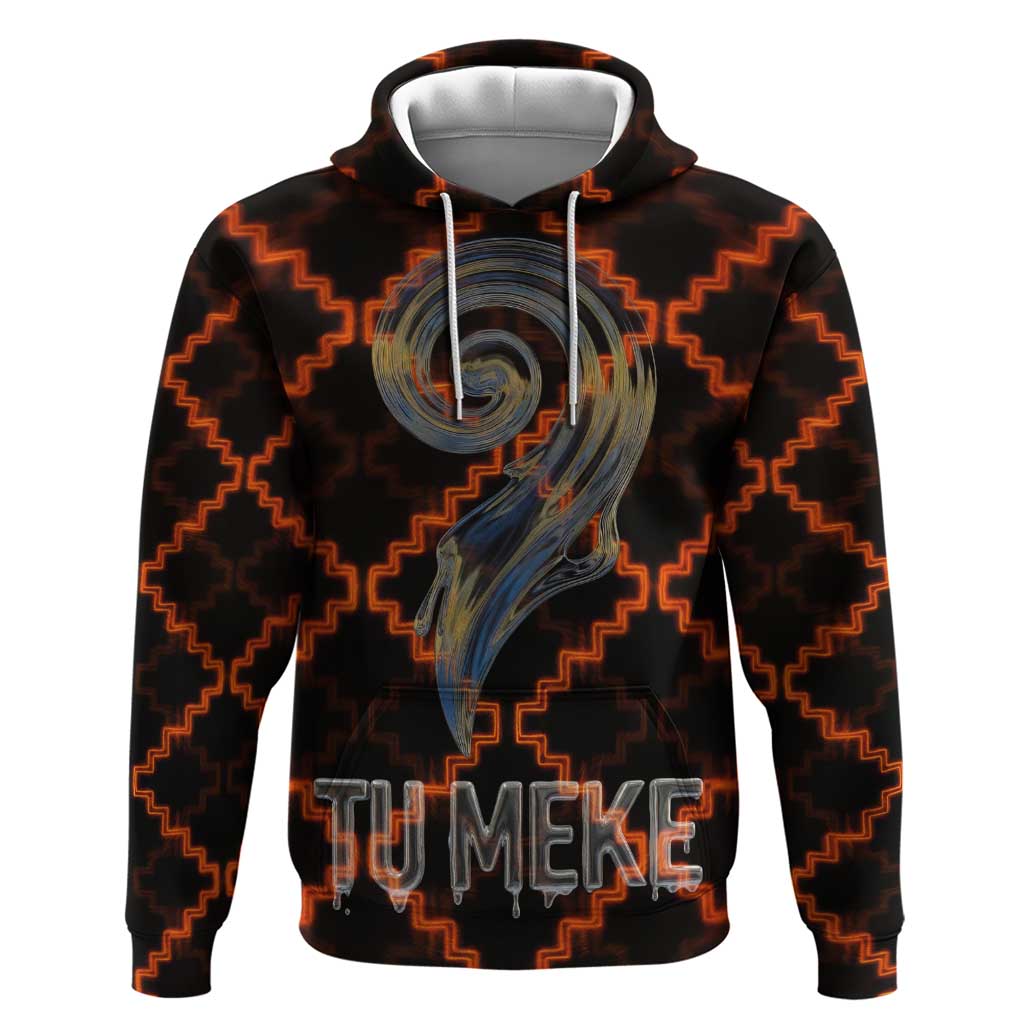 Tu Meke Maori New Zealand Slang Hoodie with Glow Neon Step Style TS04 Pullover Hoodie Black Orange - Polynesian Pride