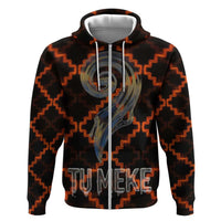 Tu Meke Maori New Zealand Slang Hoodie with Glow Neon Step Style TS04 Zip Hoodie Black Orange - Polynesian Pride
