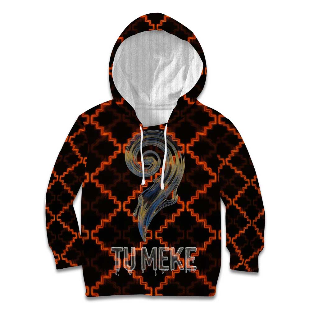 Tu Meke Maori New Zealand Slang Kid Hoodie with Glow Neon Step Style TS04 Hoodie Black Orange - Polynesian Pride