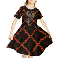 Tu Meke Maori New Zealand Slang Kid Short Sleeve Dress with Glow Neon Step Style TS04 - Polynesian Pride