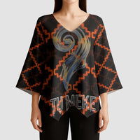 Tu Meke Maori New Zealand Slang Kimono Sleeve Blouse with Glow Neon Step Style
