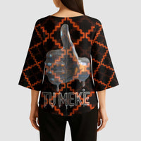 Tu Meke Maori New Zealand Slang Kimono Sleeve Blouse with Glow Neon Step Style