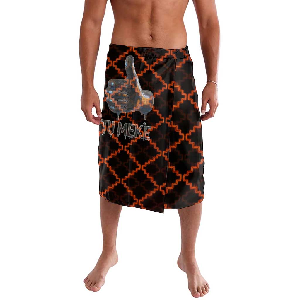 Tu Meke Maori New Zealand Slang Lavalava with Glow Neon Step Style TS04 Black Orange - Polynesian Pride