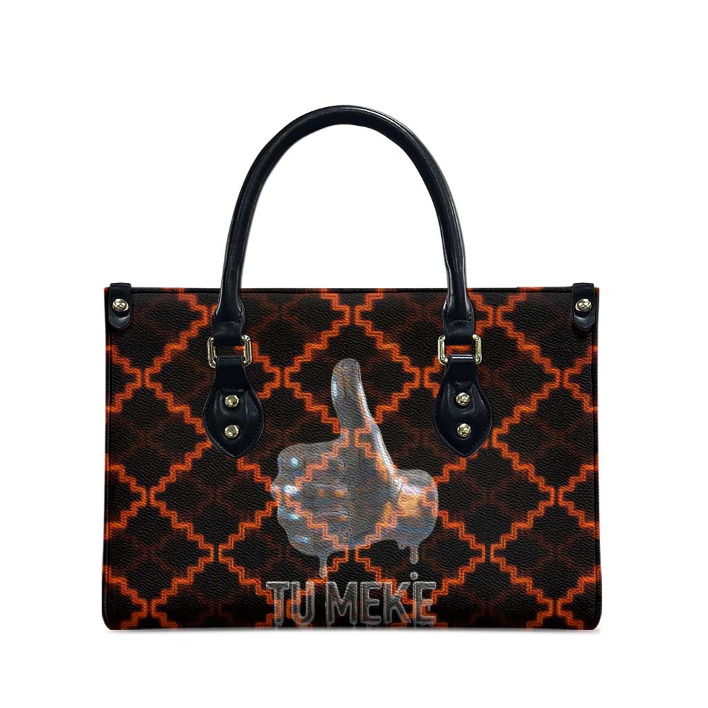 Tu Meke Maori New Zealand Slang Leather Bag with Glow Neon Step Style