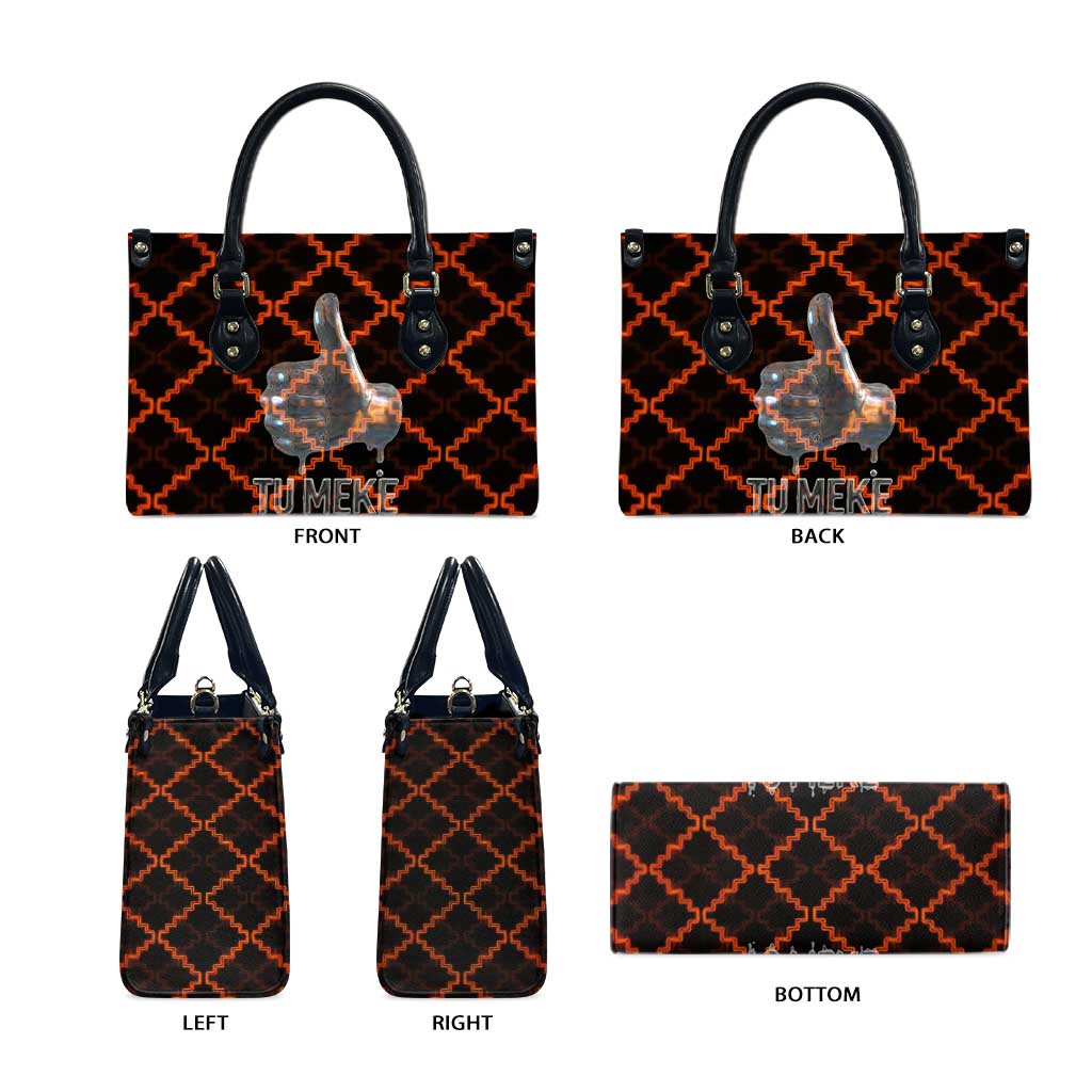 Tu Meke Maori New Zealand Slang Leather Bag with Glow Neon Step Style