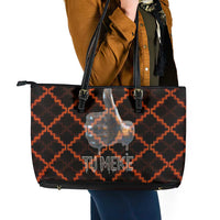 Tu Meke Maori New Zealand Slang Leather Tote Bag with Glow Neon Step Style TS04 - Polynesian Pride