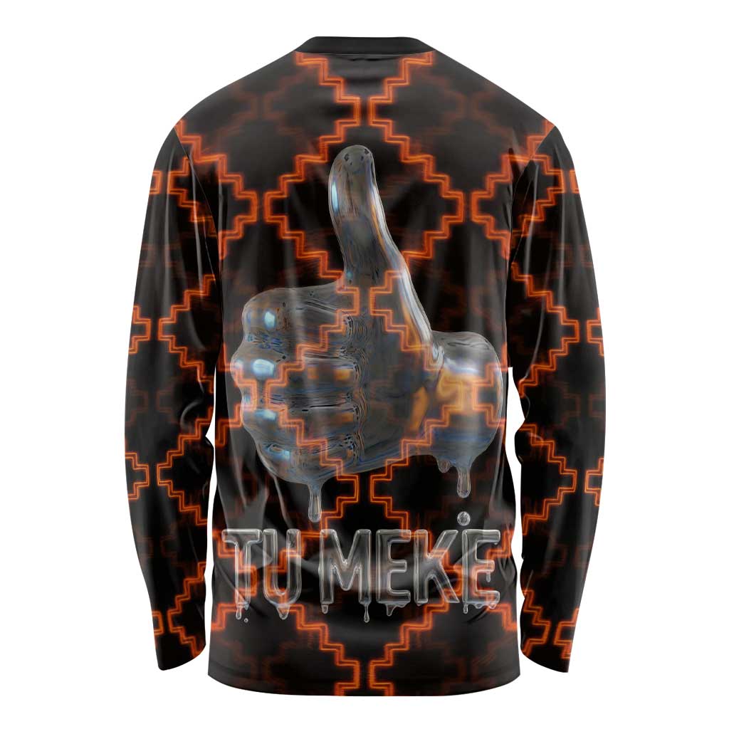 Tu Meke Maori New Zealand Slang Long Sleeve Shirt with Glow Neon Step Style