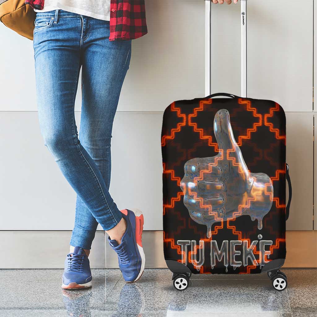 Tu Meke Maori New Zealand Slang Luggage Cover with Glow Neon Step Style TS04 - Polynesian Pride