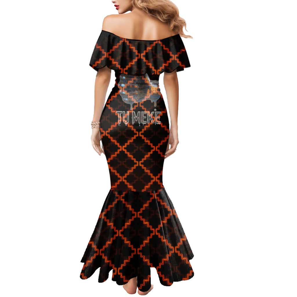 Tu Meke Maori New Zealand Slang Mermaid Dress with Glow Neon Step Style TS04 - Polynesian Pride