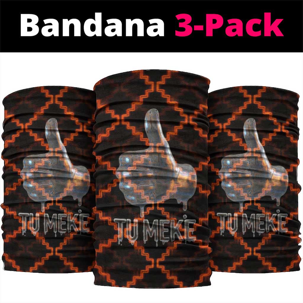 Tu Meke Maori New Zealand Slang Neck Gaiter with Glow Neon Step Style TS04 package One Size: 25*50cm Black Orange - Polynesian Pride