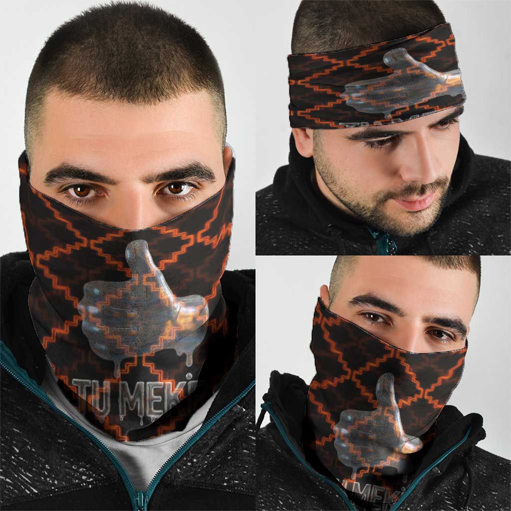 Tu Meke Maori New Zealand Slang Neck Gaiter with Glow Neon Step Style TS04 - Polynesian Pride