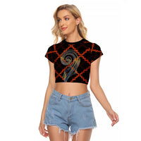 Tu Meke Maori New Zealand Slang Raglan Cropped T Shirt with Glow Neon Step Style