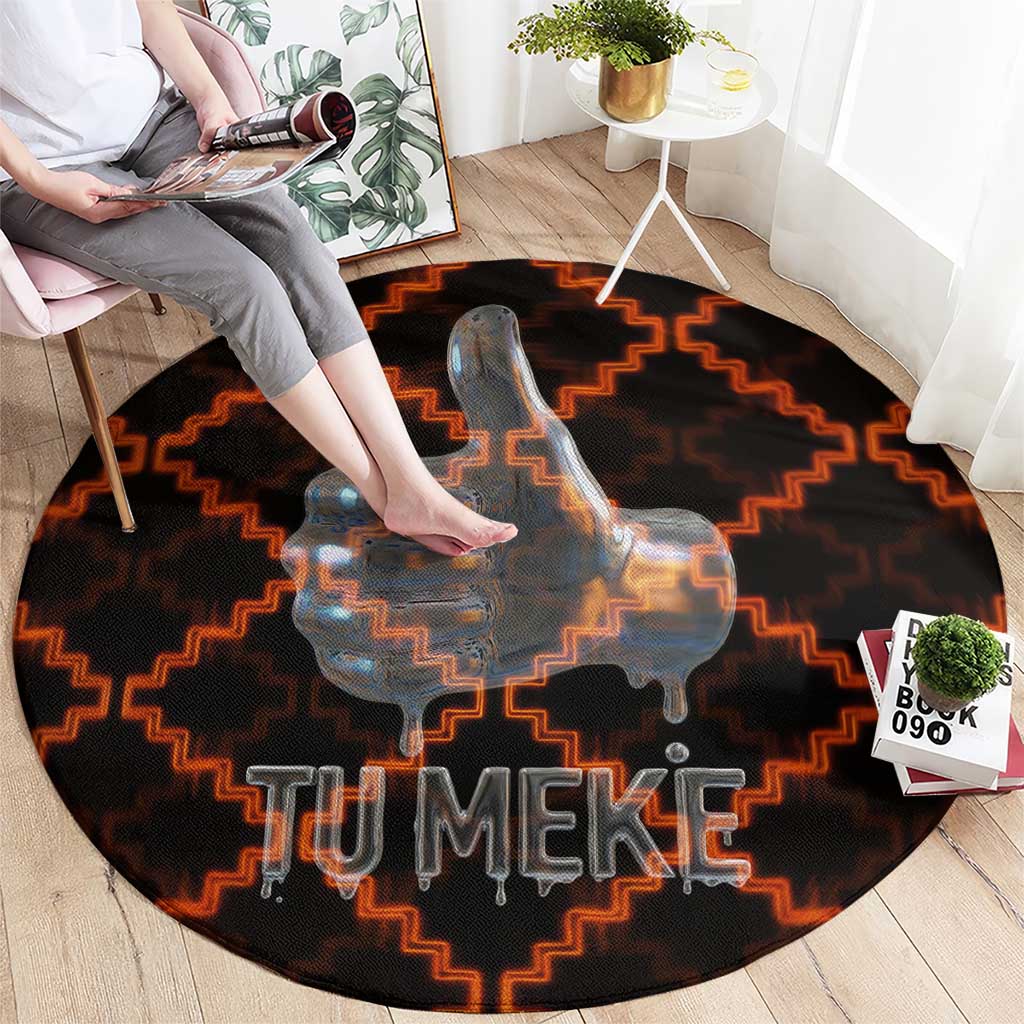 Tu Meke Maori New Zealand Slang Round Carpet with Glow Neon Step Style TS04 - Polynesian Pride
