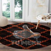 Tu Meke Maori New Zealand Slang Round Carpet with Glow Neon Step Style TS04 - Polynesian Pride