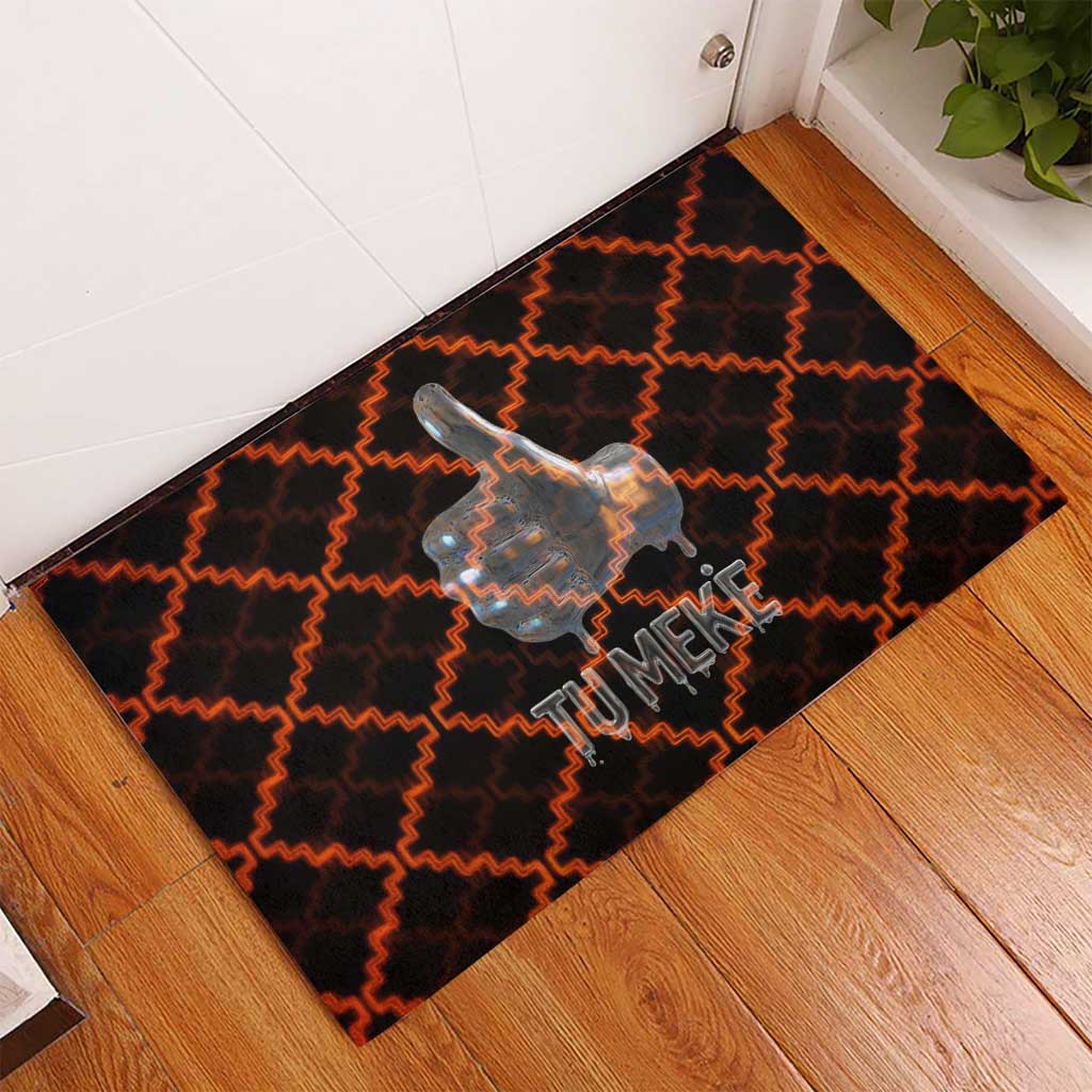 Tu Meke Maori New Zealand Slang Rubber Doormat with Glow Neon Step Style TS04 - Polynesian Pride