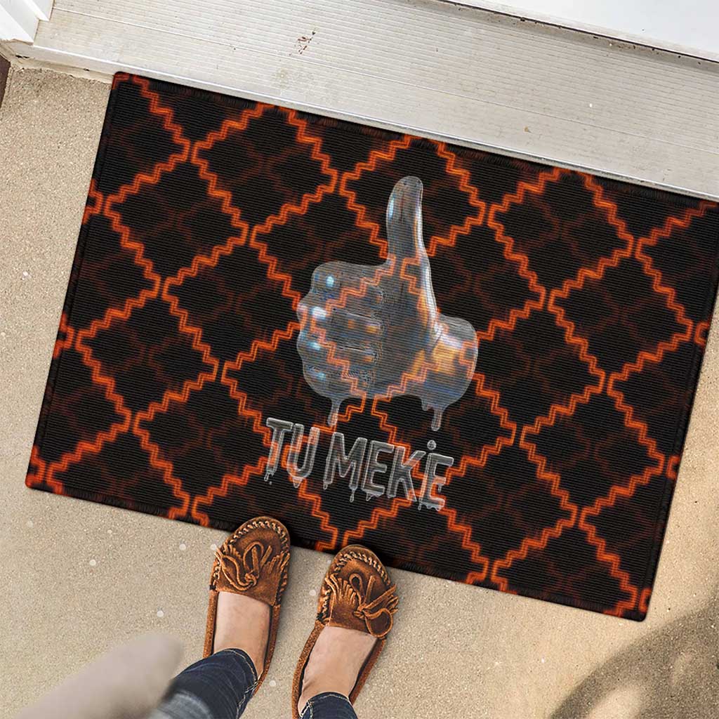 Tu Meke Maori New Zealand Slang Rubber Doormat with Glow Neon Step Style TS04 - Polynesian Pride