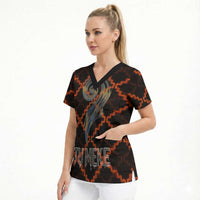 Tu Meke Maori New Zealand Slang Scrub Top with Glow Neon Step Style