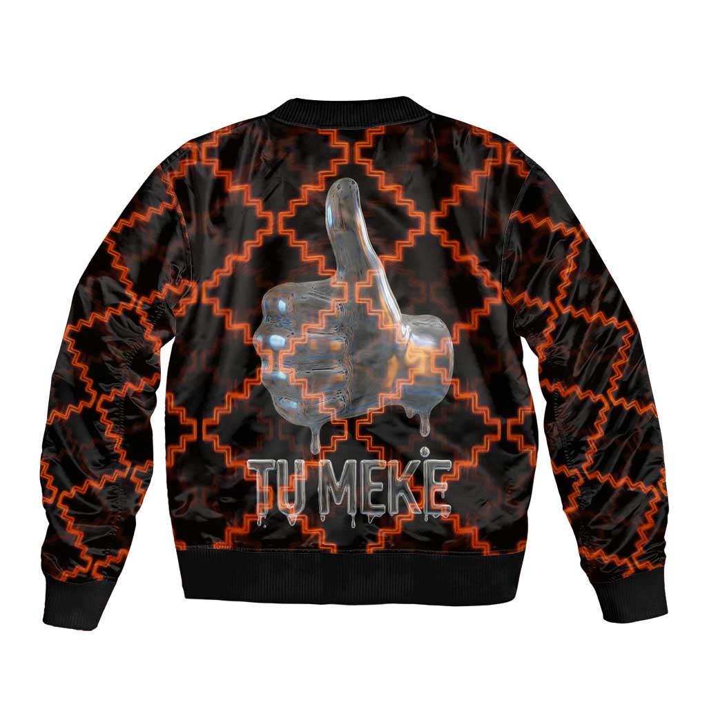 Tu Meke Maori New Zealand Slang Sleeve Zip Bomber Jacket with Glow Neon Step Style TS04 - Polynesian Pride