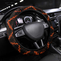 Tu Meke Maori New Zealand Slang Steering Wheel Cover with Glow Neon Step Style TS04 Universal Fit Black Orange - Polynesian Pride