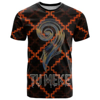 Tu Meke Maori New Zealand Slang T Shirt with Glow Neon Step Style TS04 Black Orange - Polynesian Pride