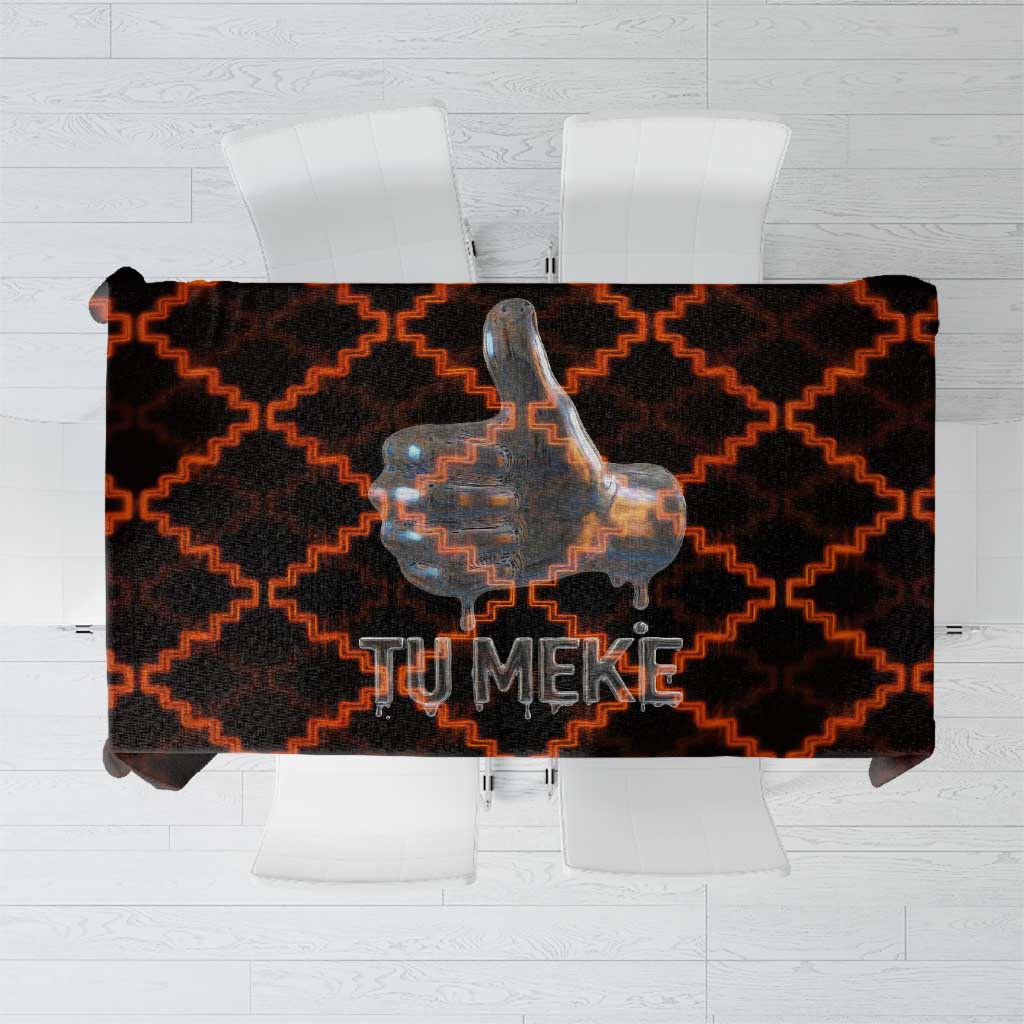 Tu Meke Maori New Zealand Slang Tablecloth with Glow Neon Step Style TS04 Black Orange - Polynesian Pride