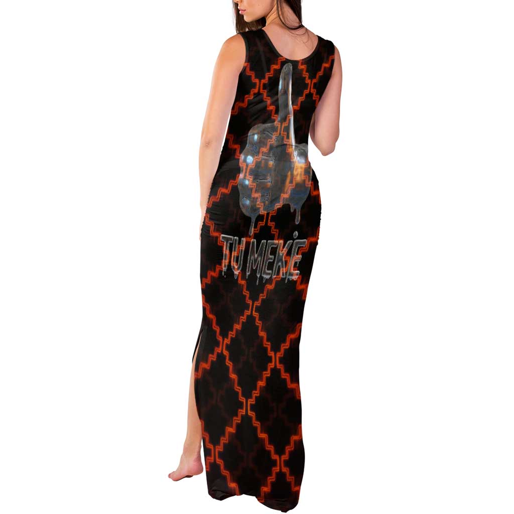 Tu Meke Maori New Zealand Slang Tank Maxi Dress with Glow Neon Step Style TS04 - Polynesian Pride