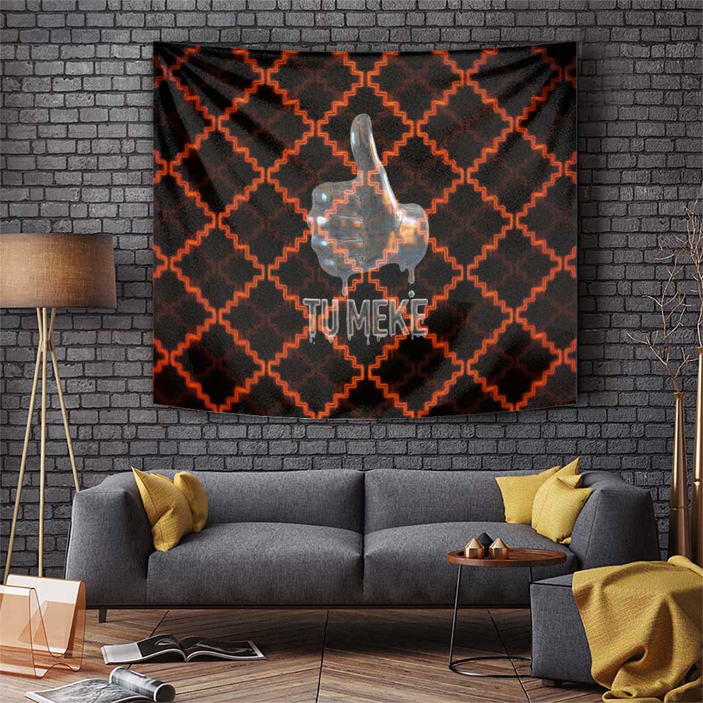 Tu Meke Maori New Zealand Slang Tapestry with Glow Neon Step Style
