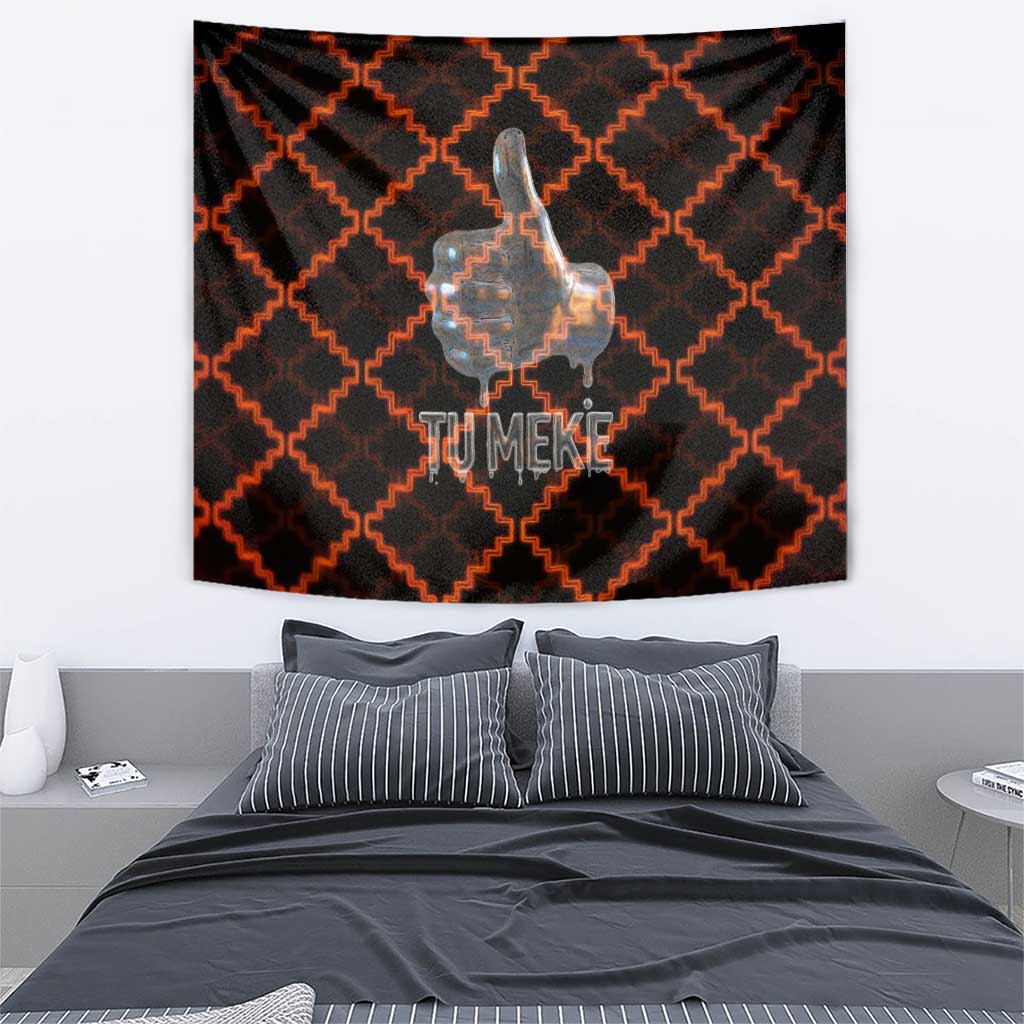 Tu Meke Maori New Zealand Slang Tapestry with Glow Neon Step Style