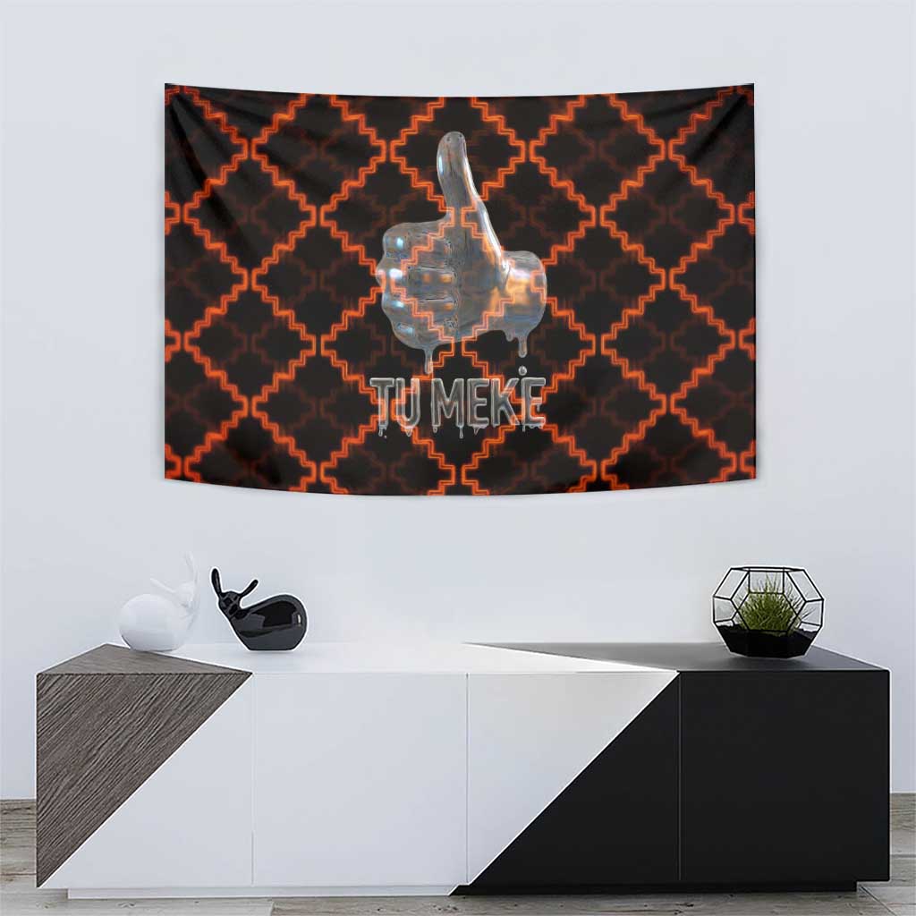 Tu Meke Maori New Zealand Slang Tapestry with Glow Neon Step Style