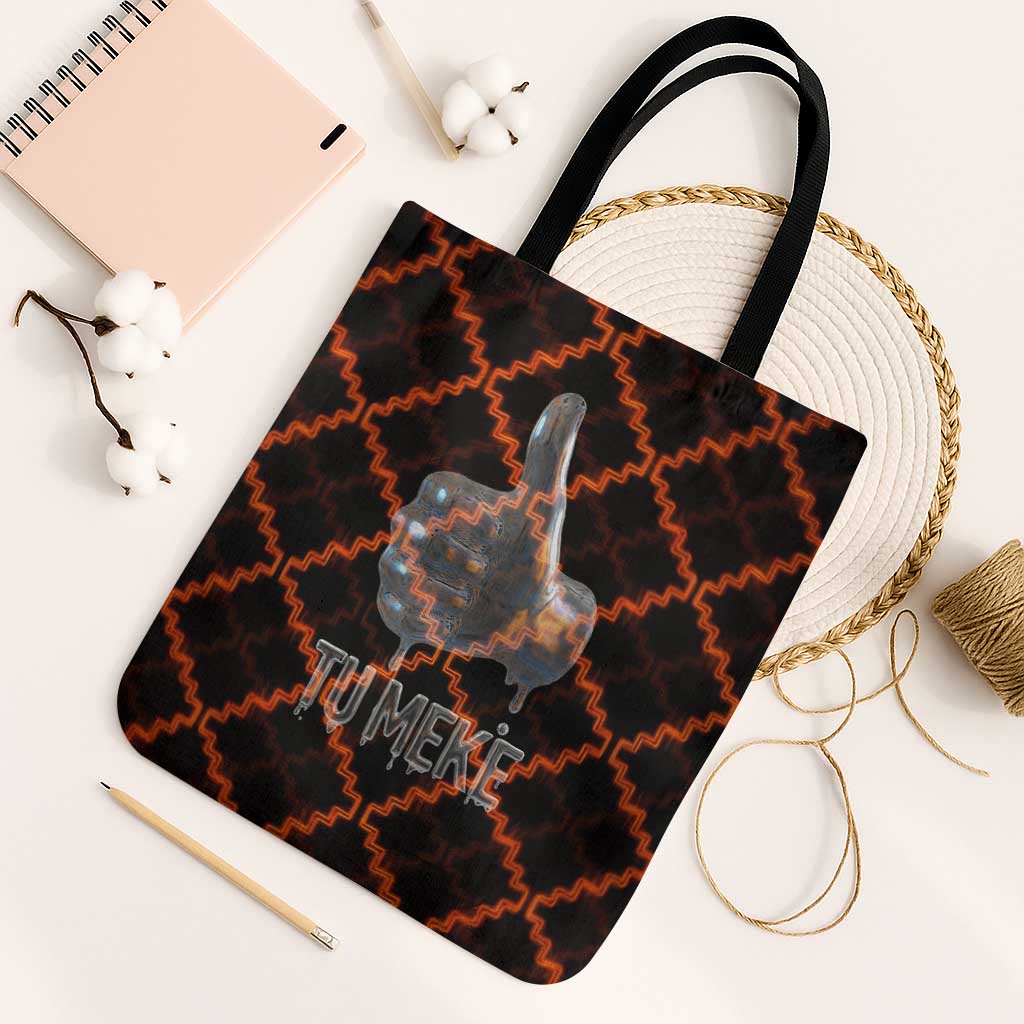 Tu Meke Maori New Zealand Slang Tote Bag with Glow Neon Step Style TS04 Black Strap One Size Black Orange - Polynesian Pride